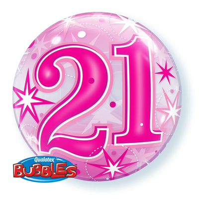 21 Pink Starburst Sparkle Bubble Balloon (22in.) Pk 1