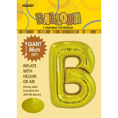 Gold Letter B Foil Supershape Balloon (34in-86cm) Pk 1