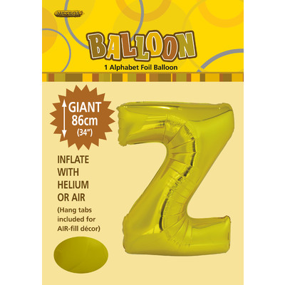 Gold Letter Z Foil Supershape Balloon (34in-86cm) Pk 1