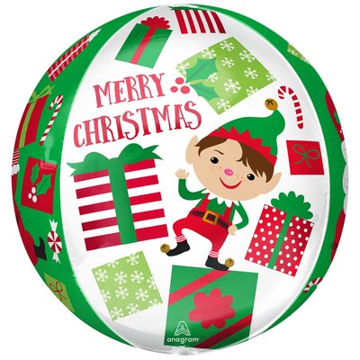 Merry Christmas Santa & Elf Foil Orbz Balloon 38cm (Pk 1)