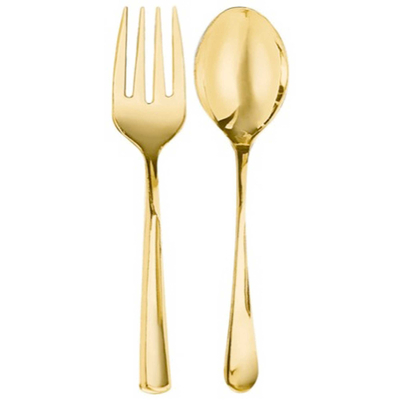 Premium Gold Serving Forks and Spoons (2 Pairs)