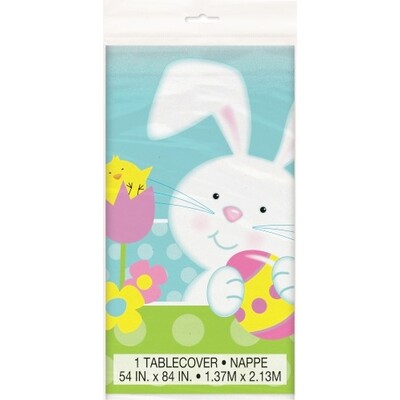 Happy Easter Bunny Spring Plastic Tablecover (1.37m x 2.13m) Pk 1