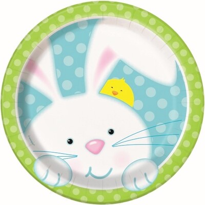 Happy Easter Bunny Spring 7in. Paper Plates Pk 8