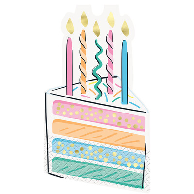 Birthday Sweets 3 Ply Cake Shaped Lunch Napkins (Pk 16)