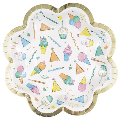 Pastel Birthday Sweets Shaped Paper Plates (Pk 8)