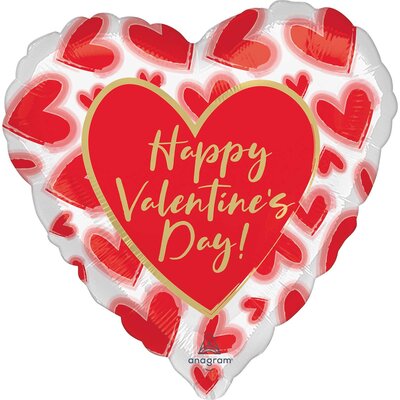 Red Hearts Happy Valentines Day Foil Balloon (43cm, 17in)