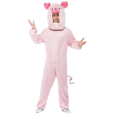 Adult Pink Pig One Piece Suit Costume (One Size)