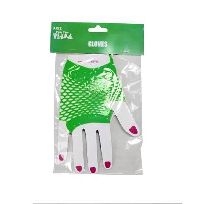 Short Lime Green Fingerless Fishnet Gloves (1 Pair)