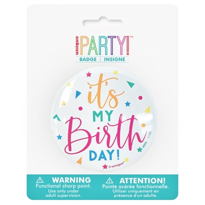 Pastel It's My Birthday Badge (75mm)
