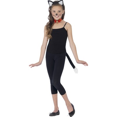 Cat Child Costume Kit - Ears on Headband, Tail & Collar with Bell Pk 1