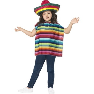 Child Instant Mexican Costume Kit (Poncho & Sombrero Only) Pk 1