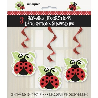 Ladybug Hanging Swirl Decorations Pk 3 