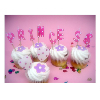 Pink & White Princess Cake Candles (Pk 10)
