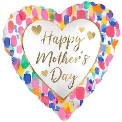 Colourful Happy Mothers Day Satin Heart Foil Balloon