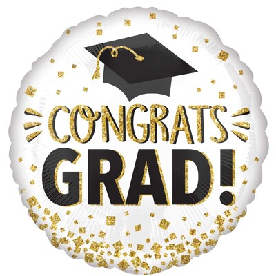 Congrats Grad Gold Glitter Foil Balloon Graduation