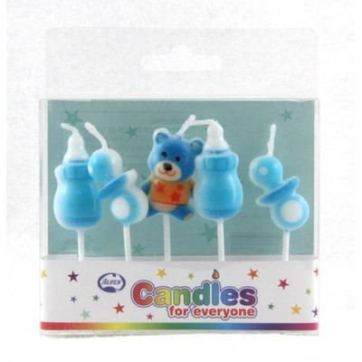 Baby Shower Boy Blue Party Candles Pk 5