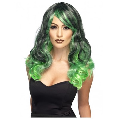 Halloween Green & Black Long Ombre Wig Pk 1
