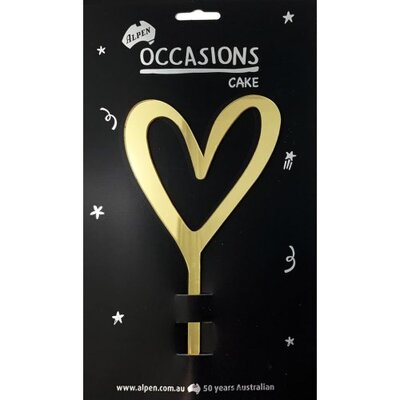 Gold Acrylic Heart Cake Topper