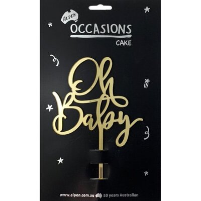 Gold Acrylic Oh Baby Cake Topper
