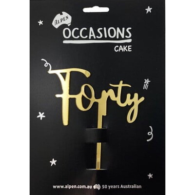 Gold Forty 2mm Acrylic Birthday Cake Topper