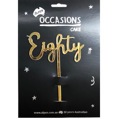 Gold Eighty 2mm Acrylic Birthday Cake Topper