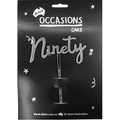Silver Ninety 2mm Acrylic Birthday Cake Topper