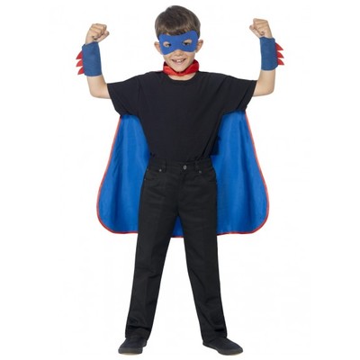 Blue Super Hero Child Costume Kit (Cape, Mask & Cuffs) Pk 1