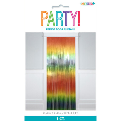 Ombre Rainbow Foil Fringe Door Curtain 91x243cm