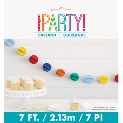 Multi Coloured Circle Paper Garland 2.13m