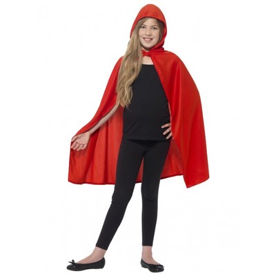 Child Long Red Hooded Cape Pk 1 (Small - Medium, Cape Only)