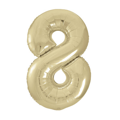 Antique Gold Number 8 Foil Supershape Balloon (34in-86cm)