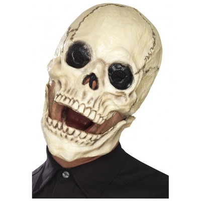 Halloween Adult White Skull Latex Mask with Movable Jaw Pk 1
