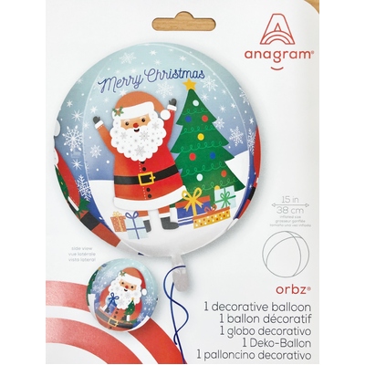 Snowy Christmas Santa Orbz Foil Balloon (38cm)