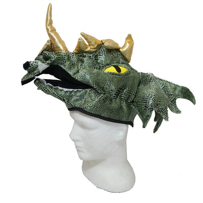 Soft Green Dragon Hat with Gold Horns Pk 1
