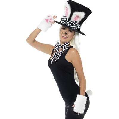Tea Party March Hare Costume Set (Hat, Gloves, Bow Tie & Tail) Pk 1