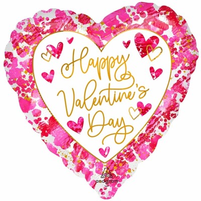 Happy Valentines Day Heartful Foil Balloon 43cm