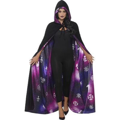 Adult Reversible Galaxy Ouija Cloak Cape With Hood