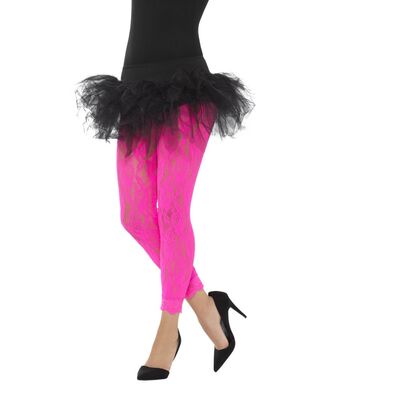 Adult 80's Neon Pink Lace Leggings (Pk 1)