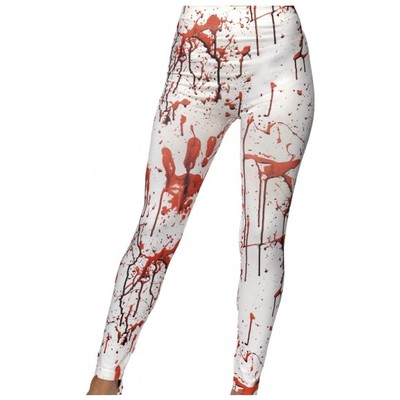 Halloween Leggings White with Blood Splatters (One Size) Pk 1 