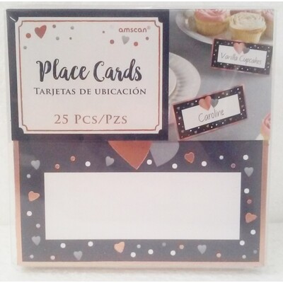 Rose Gold and Navy Wedding Place Cards Pk 25