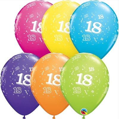 Mixed Colour 18 All Over Print Latex Balloons (Pk 10)