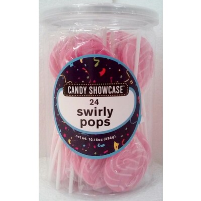 Pink Swirl Lollipops (288g - 12g Each) Pk 24