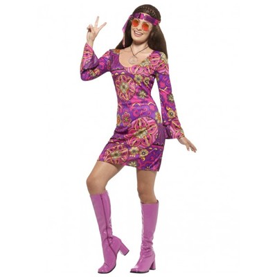 Adult Woodstock Hippie Chick Costume (Medium, 12-14)