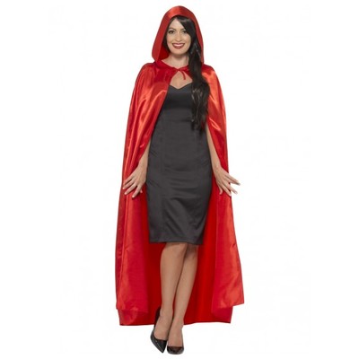 Adult Long Red Costume Cape with Hood Pk 1 (CAPE ONLY)