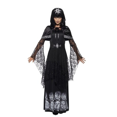 Adult Woman Halloween Black Magic Mistress Costume (Medium, 12-14)