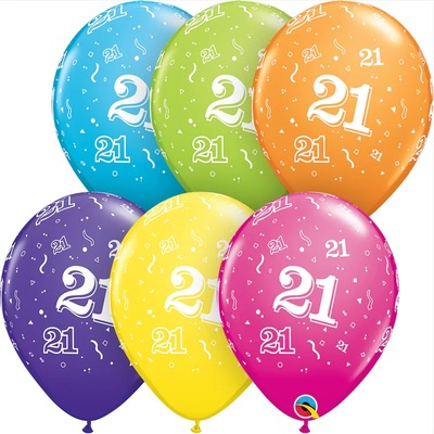 Mixed Colour 21 All Over Print Latex Balloons (Pk 10)