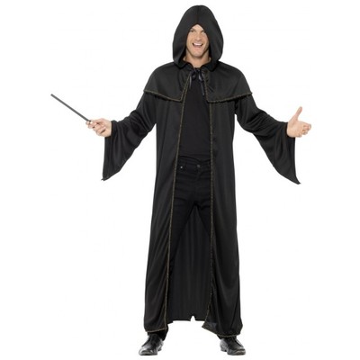 Adult Wizard Black Cloak / Cape Costume (One Size Fits Most - CLOAK ONLY) Pk 1