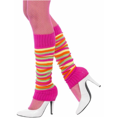 Neon Colours Striped Leg Warmers (1 Pair)