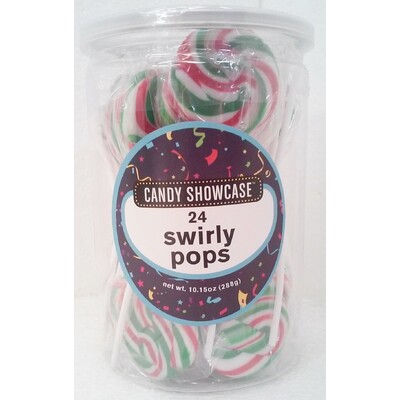 Christmas White, Red & Green Swirl Lollipops (288g - 12g Each) Pk 24