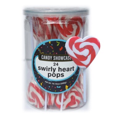 Red Swirl Heart Pop Lollipops (288g - 12g Each) Pk 24